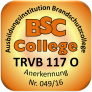 Logo für "BSC-College" brandschutzcollege.at als oranges Quadrat mit gerundeten Ecken und in weiß links oben den Buchstaben BSC unten dem Wort College, dazwischen ein nach rechts/oben zeigender Pfeil